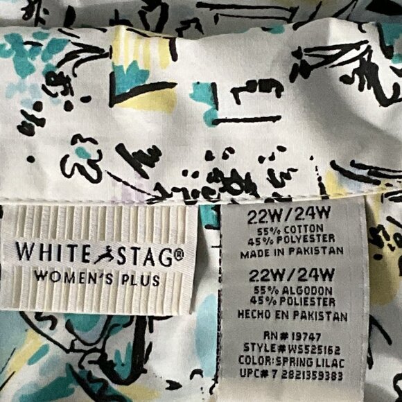 White Stag Top Womens Sz 22/24 Cotton Blend Button Up Vacation Resortwear Travel - Picture 3 of 14